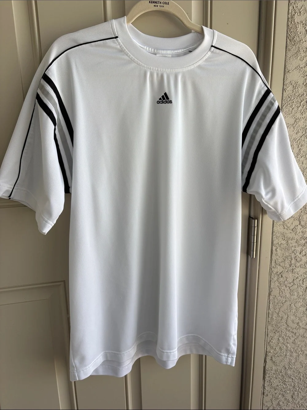 Adidas Men's White Performance Tee with Black Accents